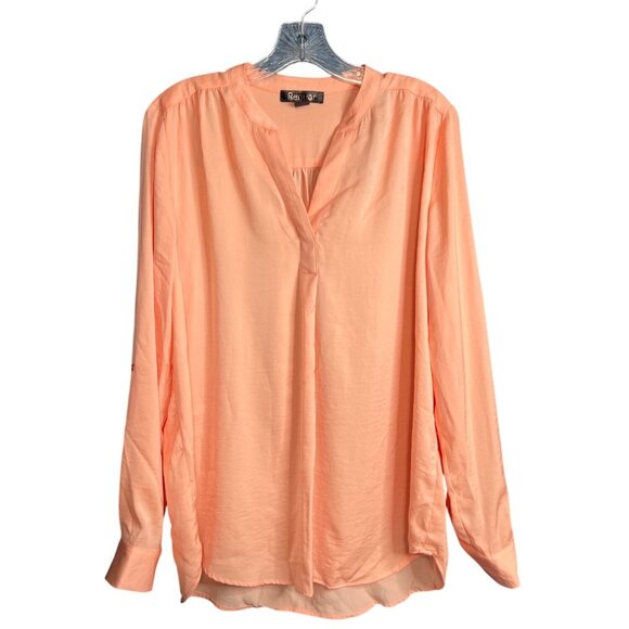 Renuar Peach Long Sleeve Blouse With Roll Tab Sleeves L - Picture 7 of 7